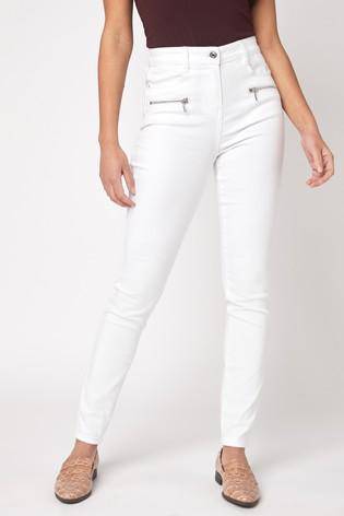 White Zipped Skinny Jeans - Allsport