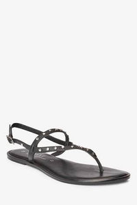 Black Regular / Wide Fit Forever Comfort® Studded Toe Thong Sandals - Allsport