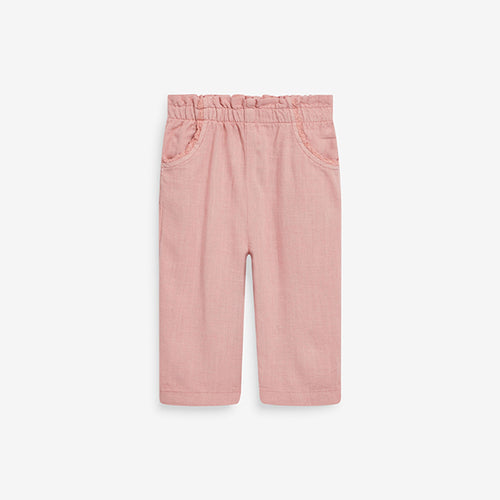 Pink Linen Mix Trousers (3mths-6yrs) - Allsport