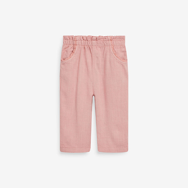 Pink Linen Mix Trousers (3mths-6yrs) - Allsport