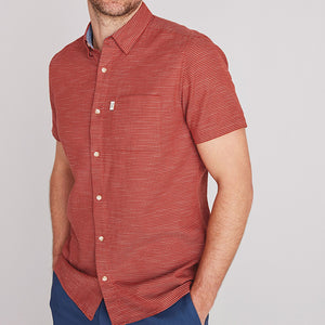 Rush Brown Regular Fit Regular Fit Textured Short Sleeve Shirt - Allsport