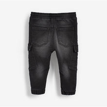 Load image into Gallery viewer, Black Denim Cargo Jeans (3mths-5yrs) - Allsport
