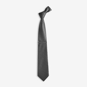 Dark Grey Textured Ties 2 Pack With Tie Clip - Allsport