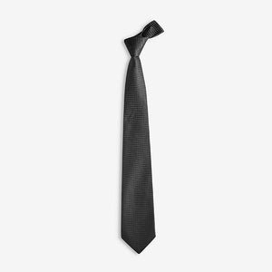 Dark Grey Textured Ties 2 Pack With Tie Clip - Allsport