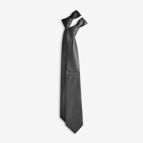 Dark Grey Textured Ties 2 Pack With Tie Clip - Allsport