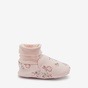 Pink Bunny / White Spot 2 Pack Cotton Rich Baby Booties (0-18mths) - Allsport