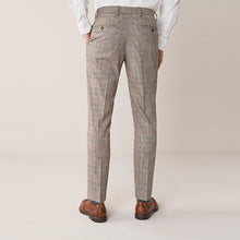 Load image into Gallery viewer, Taupe Slim Fit Check Suit: Trousers - Allsport
