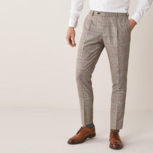 Load image into Gallery viewer, Taupe Slim Fit Check Suit: Trousers - Allsport
