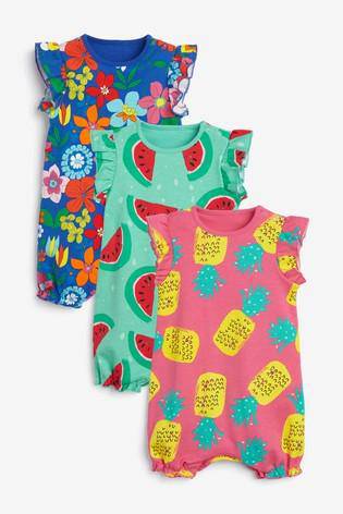 Multi Bright 3 Pack Fruit Floral Rompers  (up to 18 months) - Allsport