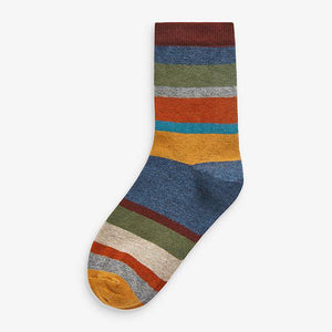 7 Pack Muted Stripe Cotton Rich Socks (Older) - Allsport