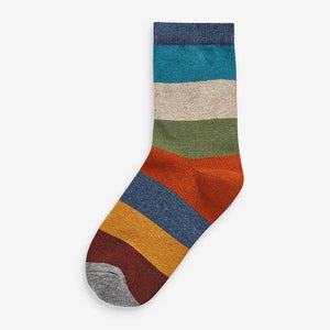 7 Pack Muted Stripe Cotton Rich Socks (Older) - Allsport