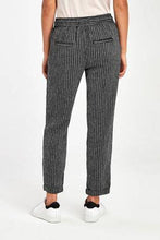 Load image into Gallery viewer, Black Stripe Linen Blend Tapered Trousers - Allsport
