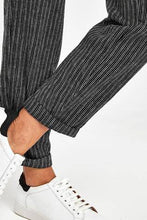 Load image into Gallery viewer, Black Stripe Linen Blend Tapered Trousers - Allsport
