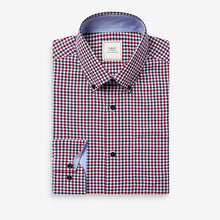Load image into Gallery viewer, Red/Navy Check Blue Regular Fir Single Cuff Easy Iron Button Down Oxford Shirts 2 Pack - Allsport
