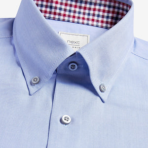 Red/Navy Check Blue Regular Fir Single Cuff Easy Iron Button Down Oxford Shirts 2 Pack - Allsport