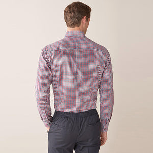 Red/Navy Check Blue Regular Fir Single Cuff Easy Iron Button Down Oxford Shirts 2 Pack - Allsport