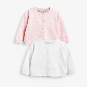 Pink/White 2 Pack Cardigans (0mths-18 Mths) - Allsport