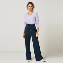 Load image into Gallery viewer, Navy Ponte Wide Leg Trousers - Allsport
