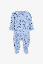 Load image into Gallery viewer, Blue 3 Pack Stripe Whale Sleepsuits  (up to 18 months) - Allsport
