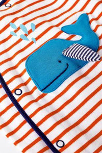 Blue 3 Pack Stripe Whale Sleepsuits  (up to 18 months) - Allsport