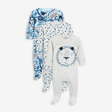 Load image into Gallery viewer, 3PK GREY LION SLEEPSUITS (0MTH-18MTHS) - Allsport
