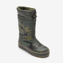Load image into Gallery viewer, Khaki Camo Warm Lined Cuff Wellies (Older Boys) - Allsport
