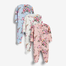 Load image into Gallery viewer, 3 Pack Floral Baby Sleepsuits (0-18mths) - Allsport
