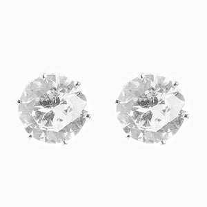 Silver Tone Cubic Zirconia Large Stud Earrings