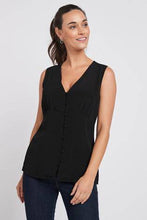 Load image into Gallery viewer, Black Sleeveless Button Through Blouse - Allsport
