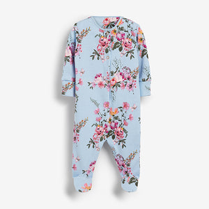 3 Pack Floral Baby Sleepsuits (0-18mths) - Allsport