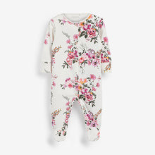 Load image into Gallery viewer, 3 Pack Floral Baby Sleepsuits (0-18mths) - Allsport
