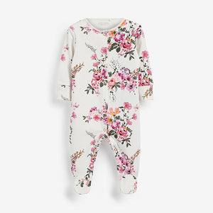 3 Pack Floral Baby Sleepsuits (0-18mths) - Allsport