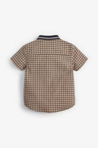 Short Sleeve Tn Check Shirt With Jersey Collar - Allsport