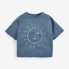 Load image into Gallery viewer, Navy Washed Sun Graphic T-Shirt (3-12yrs) - Allsport
