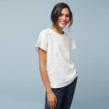 Load image into Gallery viewer, White Short Sleeve Linen Top - Allsport
