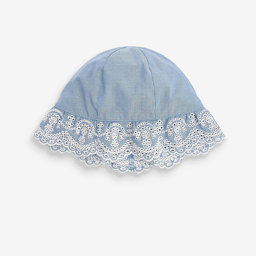 Blue Denim Embroidered Hat (0-18mths) - Allsport