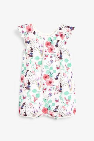 White Floral Romper  ( up to 18 months) - Allsport