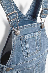 Denim Mid Blue Jersey Dungarees - Allsport