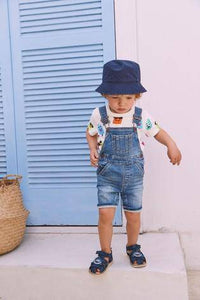 Denim Mid Blue Jersey Dungarees - Allsport