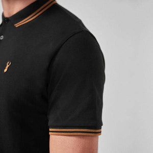 Black/Gold Tipped Regular Fit Poloshirt - Allsport