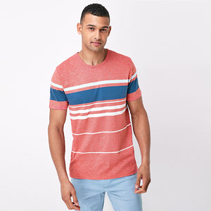 Coral Pink Stripe Regular Fit T-Shirt - Allsport