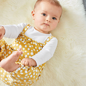 Yellow Ochre Spot Baby Dungaree And Bodysuit Set (0mths-18mths)
