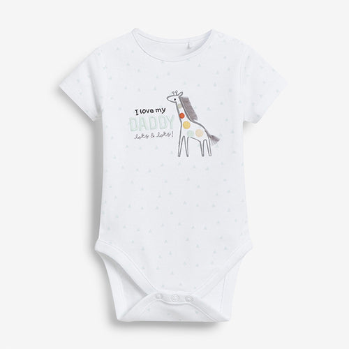 Daddy Girafe Short Sleeve Baby Bodysuit (0-12mths) - Allsport
