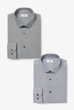 Load image into Gallery viewer, Grey Slim Fit Plain And Print Shirts Two Pack - Allsport
