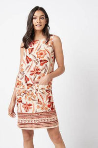 WHITE FLORAL LINEN BLEND SHIFT DRESS - Allsport