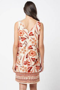 White Floral Linen Blend Shift Dress - Allsport