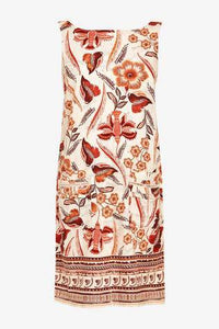 WHITE FLORAL LINEN BLEND SHIFT DRESS - Allsport