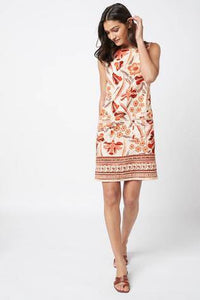 White Floral Linen Blend Shift Dress - Allsport