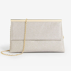 Shimmer Clutch Bag With Detachable Cross Body Chain