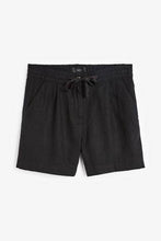 Load image into Gallery viewer, Solid Black Linen Blend Shorts - Allsport
